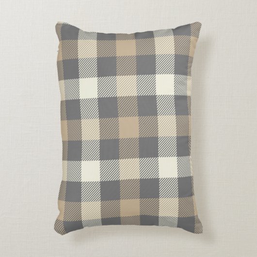 実用的な素朴なギンガムタータンチェック格子灰色の国 アクセントクッション (正面(垂直))