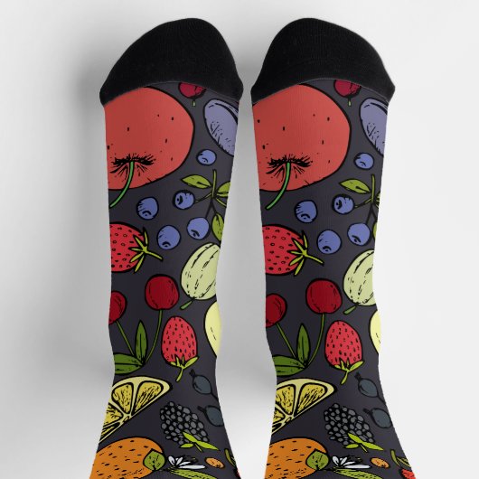 実用的な美しい果実のパターンlカラフルデザイン ソックス (上部)