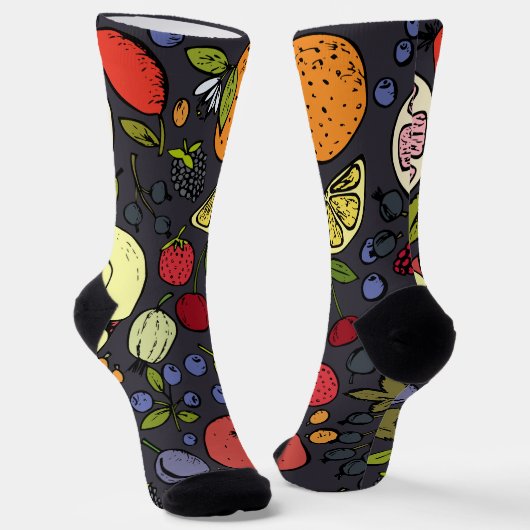 実用的な美しい果実のパターンlカラフルデザイン ソックス (傾斜あり)