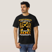 実績解除:腕立て100回 カレステニクス ゲーム Tシャツ (正面フル)