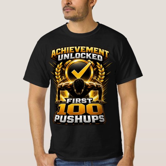 実績解除:腕立て100回 カレステニクス ゲーム Tシャツ (正面)