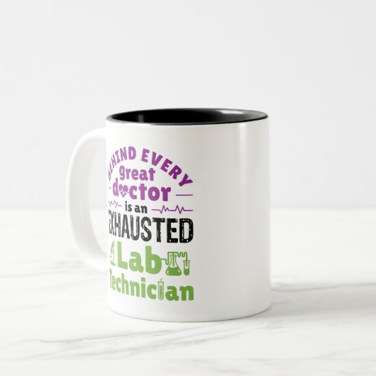 実習技術者の医療技術者が疲れ果てた ツートーンマグカップ (正面左)