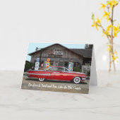 実証済みのクラシックカー愛/記念日 カード (黄色い花)