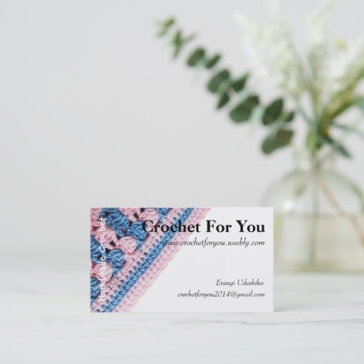 実質のかぎ針編みの質のかぎ針編みの名刺 名刺 (スタンド正面)