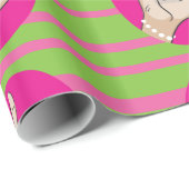 実質のかわいらしいピンクおよび緑の包装紙 ラッピングペーパー (ロールコーナー)