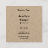 実質のクラフト紙のクラシックでノスタルジックで古い英語 スクエア名刺 (正面)