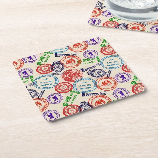 実質のスタンプとの質 スクエアペーパーコースター (アングル)