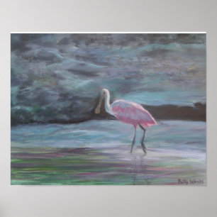 実質のフロリダRoseate Spoonbill ポスター