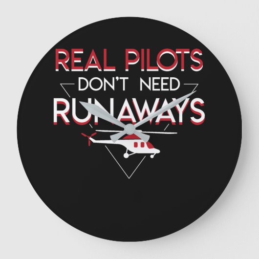 実質のヘリコプターのパイロットは走路を必要としません ラージ壁時計 (正面)