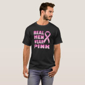 実質のメンズウェアのピンクの黒のTシャツ Tシャツ (正面フル)