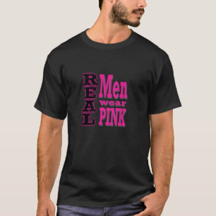 実質のメンズウェアのピンクのTシャツの-黒い及びピンクの文字 Tシャツ