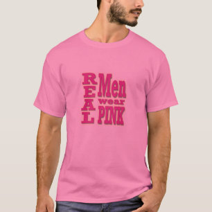 実質のメンズウェアのピンクのTシャツ-ピンクの文字 Tシャツ