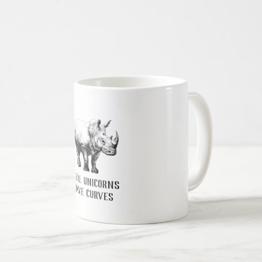 実質のユニコーンにカーブのおもしろいなサイがあります コーヒーマグカップ (正面右)