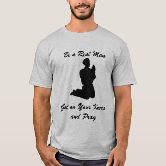 実質の人があり、あなたの膝で得、そして祈って下さい Tシャツ