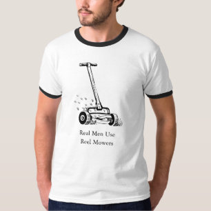 実質の人の使用巻き枠の芝刈り機のTシャツ Tシャツ