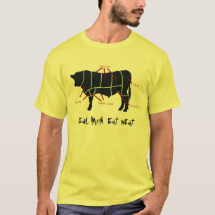 実質の人は肉を食べます! おもしろいなビーフは肉屋の図表を切ります Tシャツ