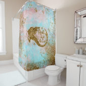実質の人魚の人生のグリッターの金ゴールドの人魚 シャワーカーテン (インサイチュ)