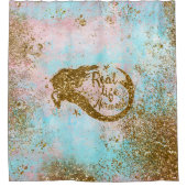 実質の人魚の人生のグリッターの金ゴールドの人魚 シャワーカーテン (正面)