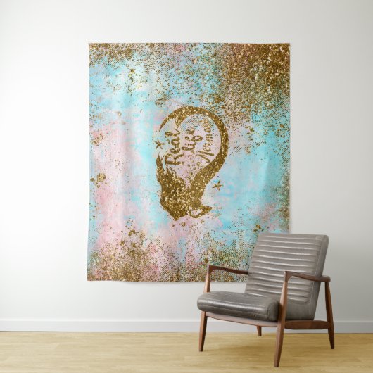 実質の人魚の人生のグリッターの金ゴールドの人魚 タペストリー