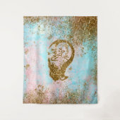 実質の人魚の人生のグリッターの金ゴールドの人魚 タペストリー (正面)