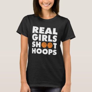 実質の女の子のシュートのバスケのバスケットボールのTシャツ Tシャツ