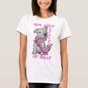 実質の女の子の救助のピット・ブル Tシャツ
