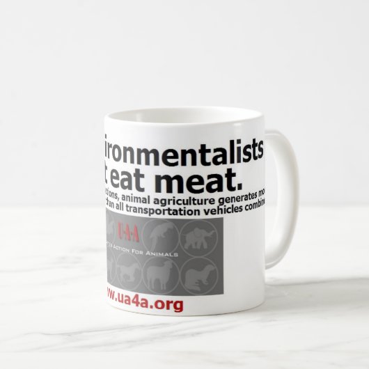実質の環境主義者は肉を食べません コーヒーマグカップ (正面右)