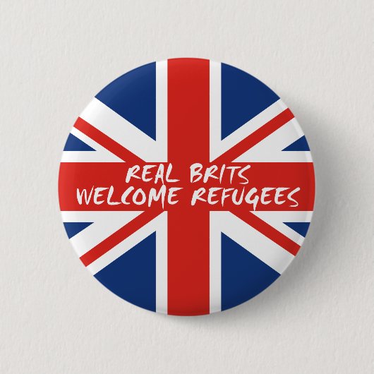 実質の英国人の歓迎された避難者 缶バッジ (正面)