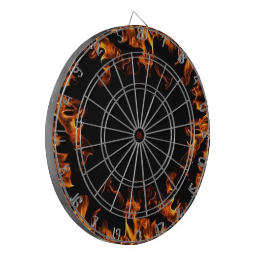 実質火の炎の投げ矢板オレンジ黄色の黒 ダーツボード (正面左)