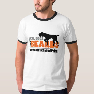 実質犬にひげ-ドイツのWirehairedポインター--があります Tシャツ