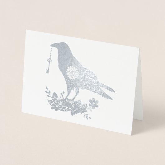 実質私のハートの青い花の鳥のカスタムな文字への鍵 箔カード (正面)