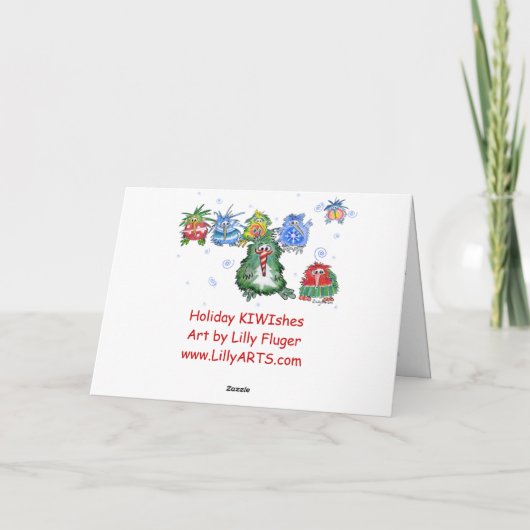 実際にかわいいキーウィの漫画の休日カード シーズンカード (裏面)