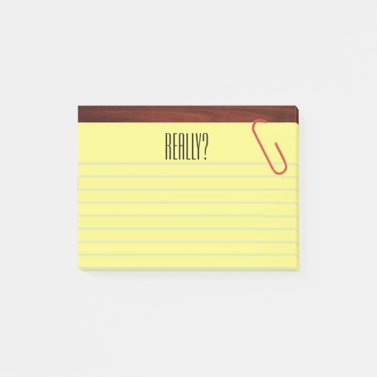 "実際にか"。 デスクトップのおもしろいな4X3のリーガルパッド ポストイット (正面)