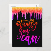 実際にはことわざやる気を起こさせるグリッタードリップ ポストカード (正面/裏面)