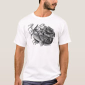 実際にクールで日本のなコイの魚のデザイン Tシャツ (正面)