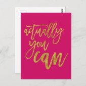 実際にホットピンクやる気を起こさせる/金ゴールドを引用文できる ポストカード (正面/裏面)