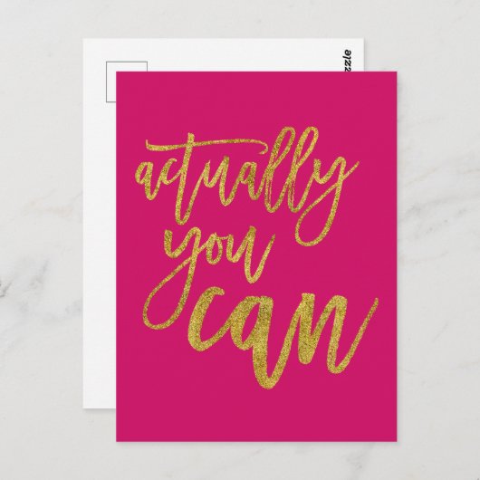 実際にホットピンクやる気を起こさせる/金ゴールドを引用文できる ポストカード (正面/裏面)