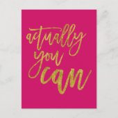 実際にホットピンクやる気を起こさせる/金ゴールドを引用文できる ポストカード (正面)