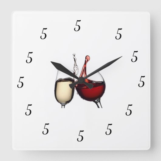 **実際に"終日***"を持っている5時の時計 スクエア壁時計 (正面)
