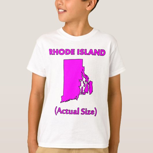 実際の大きさのロードアイランド州 Tシャツ (正面)
