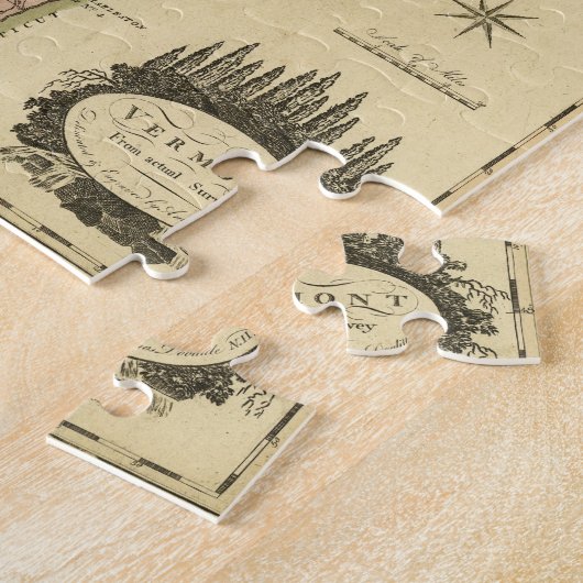 実際の調査-ヴィンテージ1814の地図からのヴァーモント、 ジグソーパズル (側面)