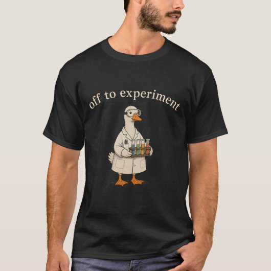 実験に行くぞ!面白科学ガチョウ Tシャツ (正面)