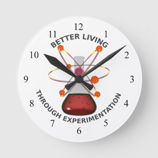実験を通じた生活の向上 ラウンド壁時計 (正面)