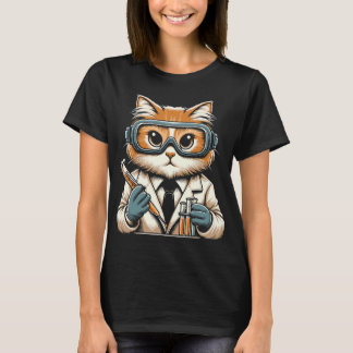 実験器具を持つ愛らしい科学者猫 Tシャツ