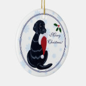 実験室のクリスマスのサンタのパーソナライズで黒い帽子 セラミックオーナメント (右)