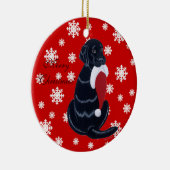 実験室のクリスマスのサンタのパーソナライズで黒い帽子 セラミックオーナメント (右)