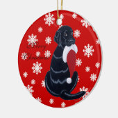 実験室のクリスマスのサンタのパーソナライズで黒い帽子 セラミックオーナメント (左)