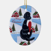 実験室のクリスマスのサンタのパーソナライズで黒い帽子 セラミックオーナメント (右)