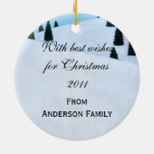 実験室のクリスマスのサンタのパーソナライズで黒い帽子 セラミックオーナメント (裏面)