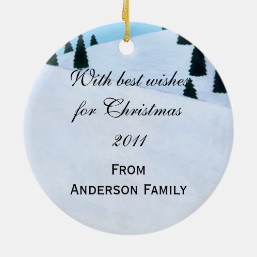 実験室のクリスマスのサンタのパーソナライズで黒い帽子 セラミックオーナメント (裏面)